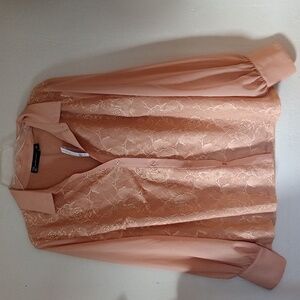 NY Collection Peach nude Lace Blouse